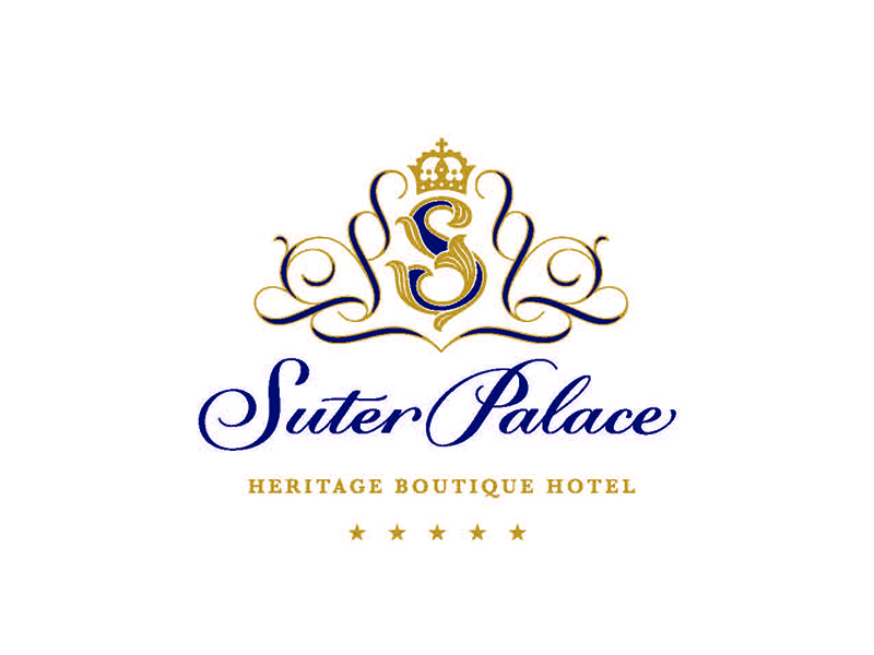 Suter Palace Logo with stars pe alb